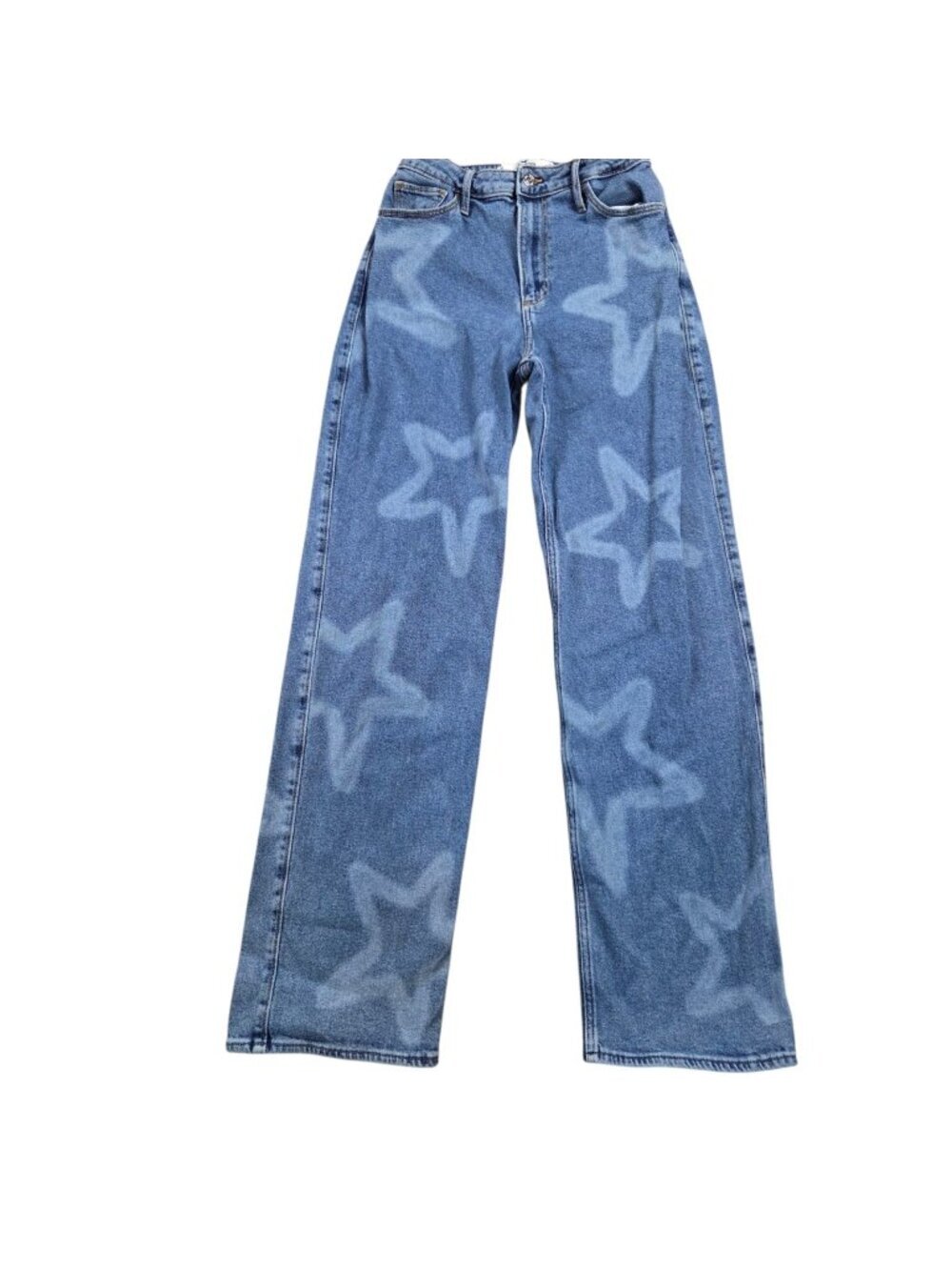 Hollister Jeans Womens 3L High Rise Dad Jean Curvy Star Pattern Dark Wash Denim